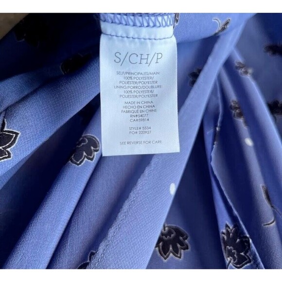 CAbi Crossover Blouse Vivid Violet Floral Print Draped Front Sheer Top Size S - Picture 9 of 14